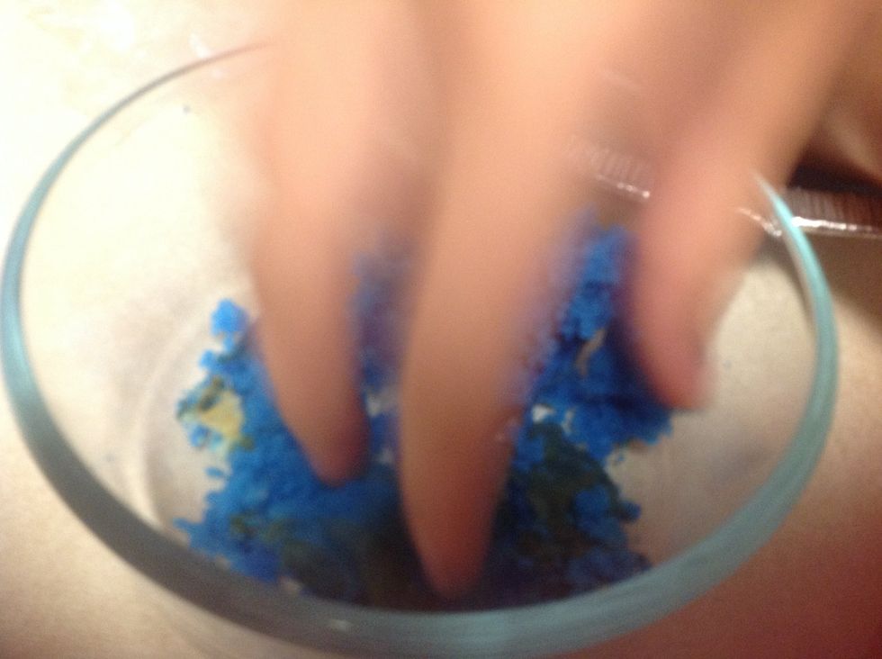 Then when there done cooling crumble them. Into tiny little pieces. And then put the crumbs into a separate bowl.