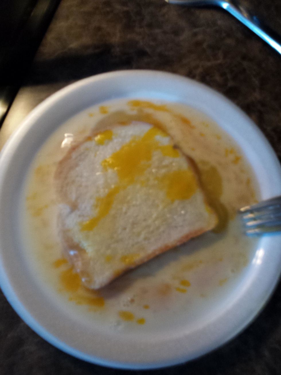 Then when you are done you put the bread in the pan.