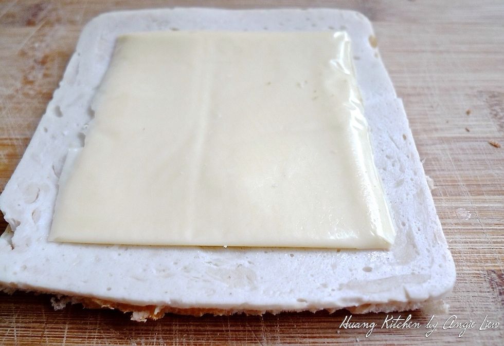 Then with low-fat cheddar cheese slice.