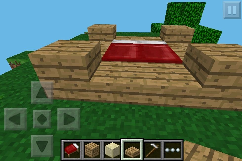 Then wood slabs on each corner