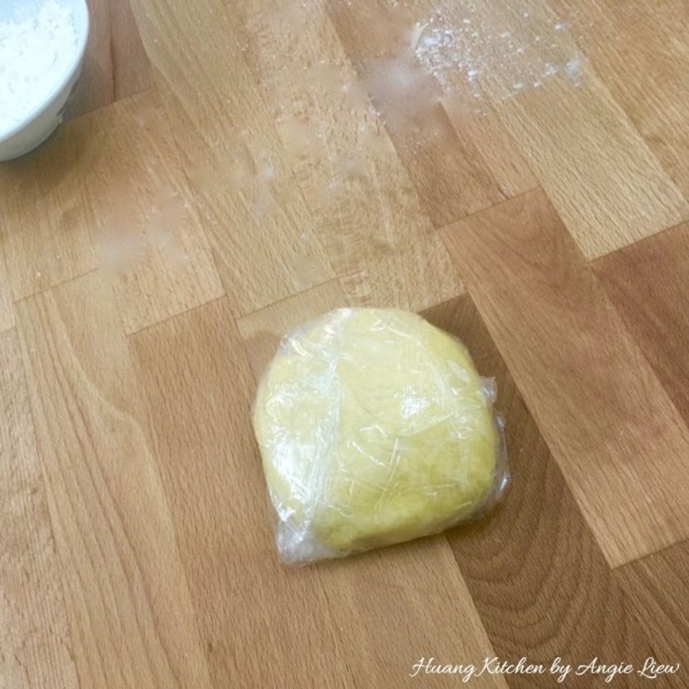 Then wrap in the plastic wrap and refrigerate for about 1 hour, or until its firm enough to be rolled. (This will chill the butter and relax the gluten in the flour).