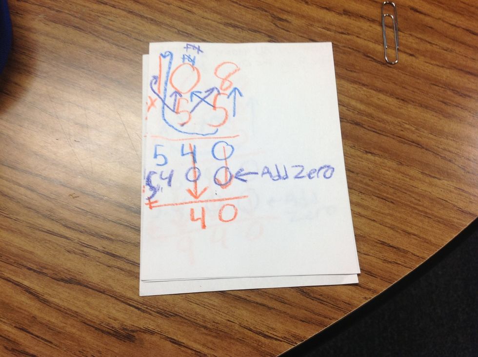 Then you add 4+0=4 and you put the 4 by the 0.