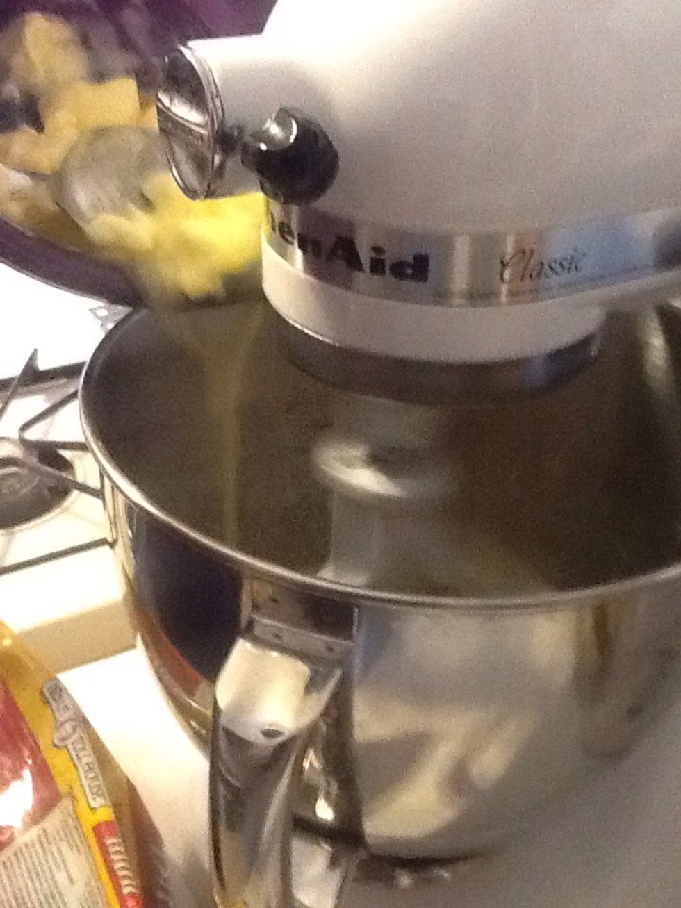 Then you add melted butter to your eggs