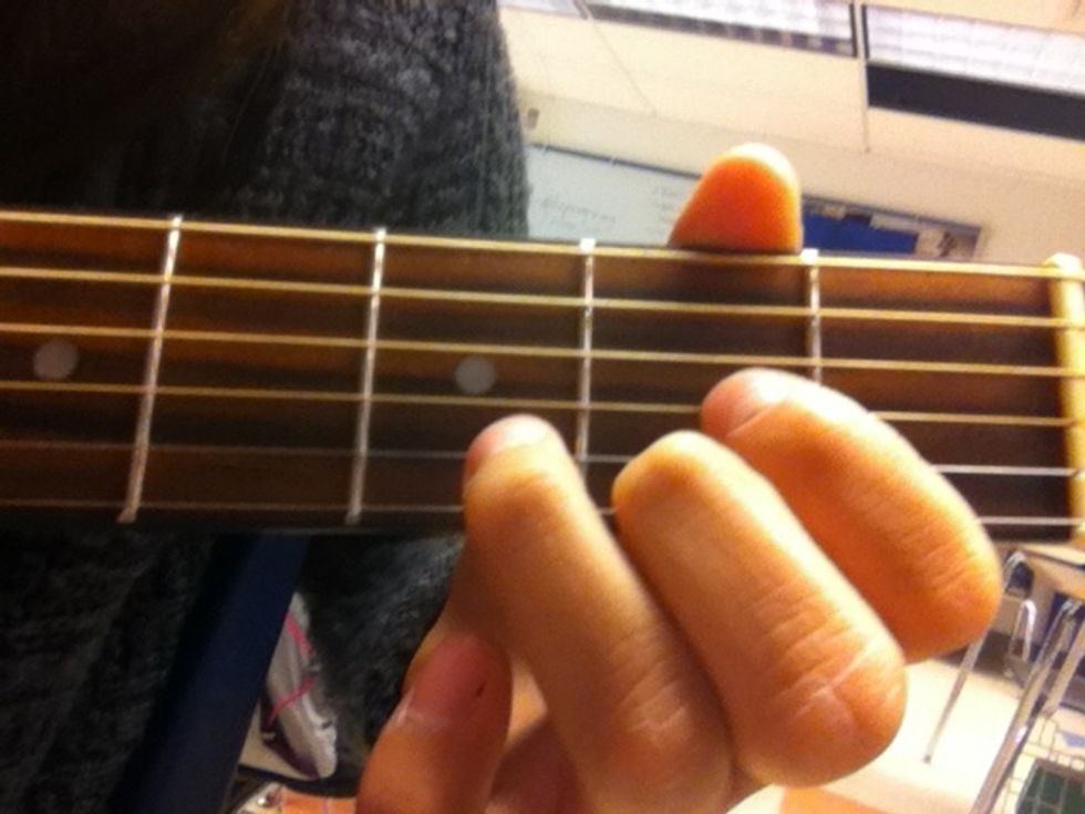 Then you are going to add your 3rd (middle) finger back on so it is back to the full D chord.