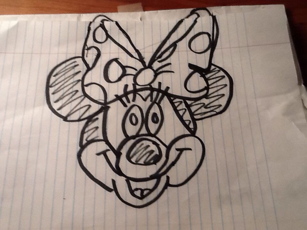 Then you are going to put in the rest of her face and start shading in her ears and nose