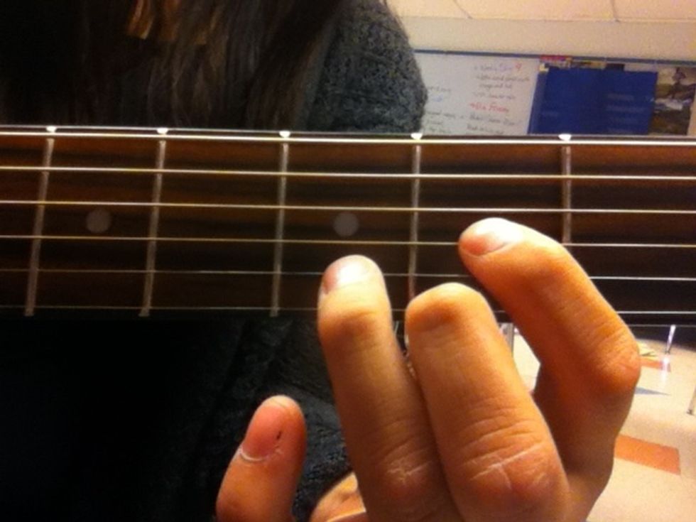 Then you are going to take off your pinky so it is again back to the regular D chord.