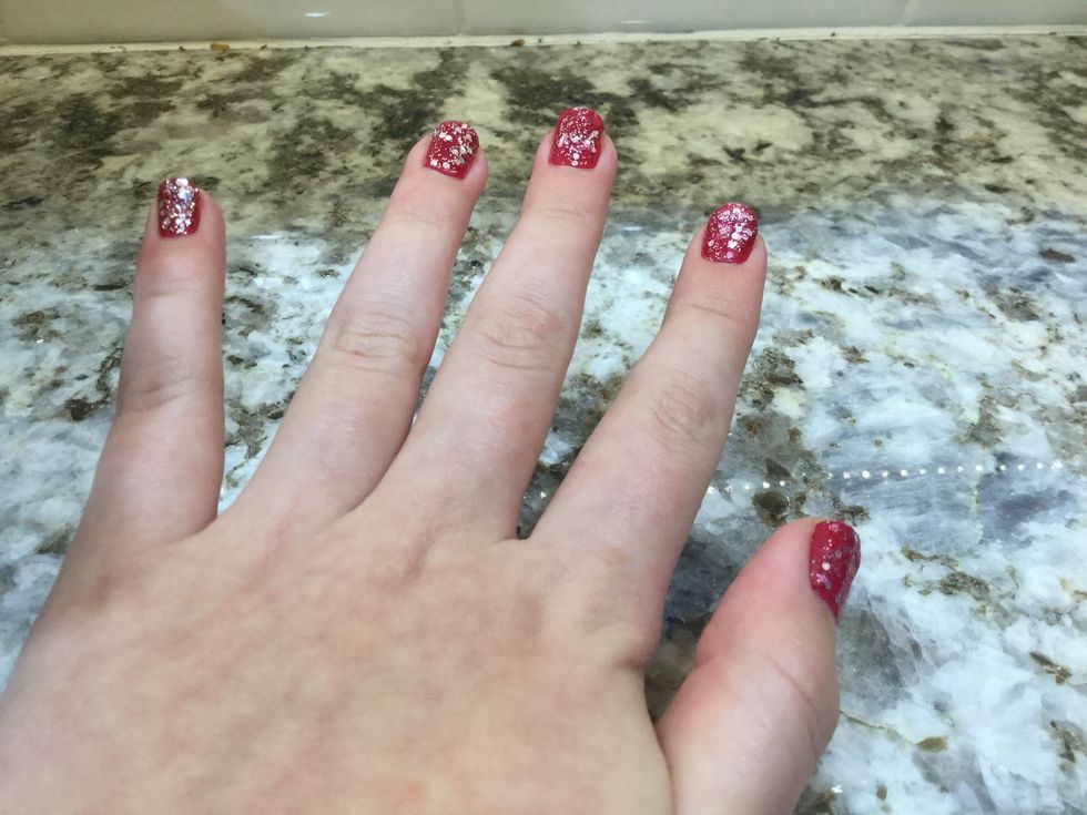 Then, you can just slowly peel the extra nail polish off your fingers \ud83d\ude04 You're done!\ud83d\ude04