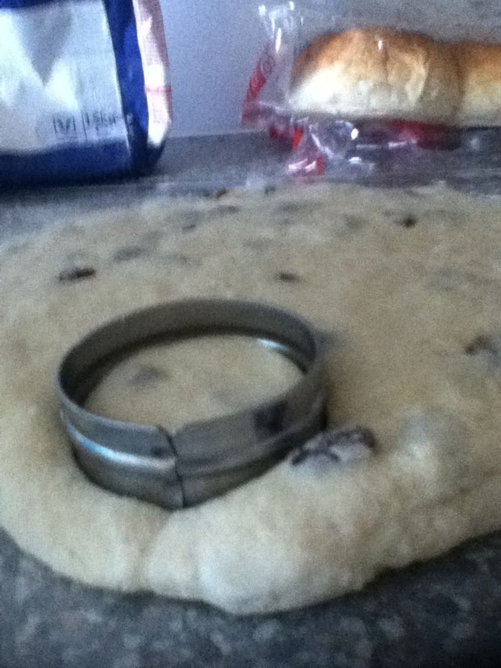 Then you can start cutting out your scones with a round cookie cutter