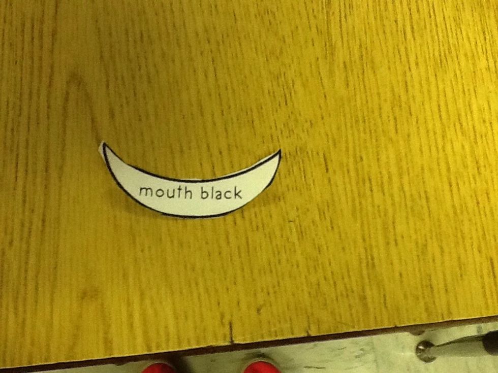 Then you cut out the mouth of the bat template.