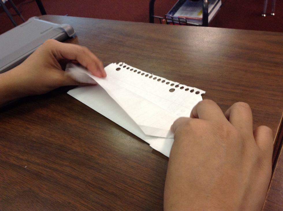 Then you get one half of the paper and fold it in the across middle