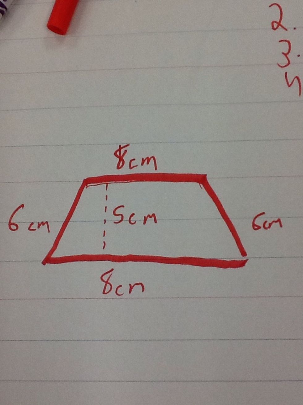 Then you have to find the dimensions (height ,base , legs) (5cm,8cm,6cm)
