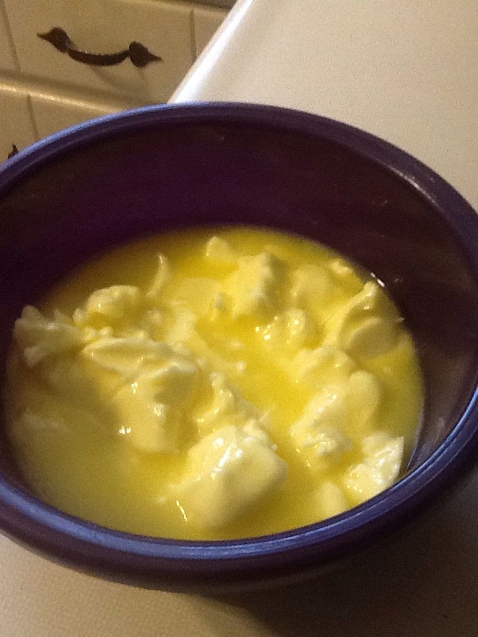 Then you lightly melt the butter