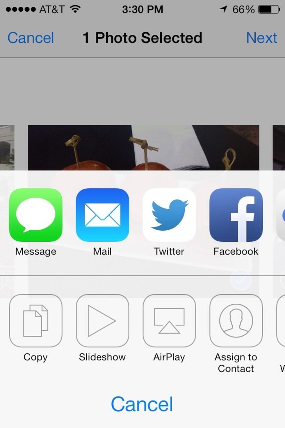 Then you'll see all the options of where you can share the selected picture/s.