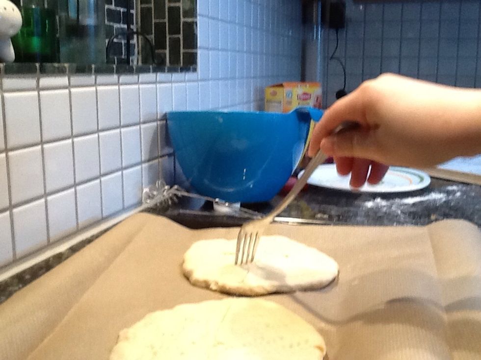 Then you'll take a fork and make holes.