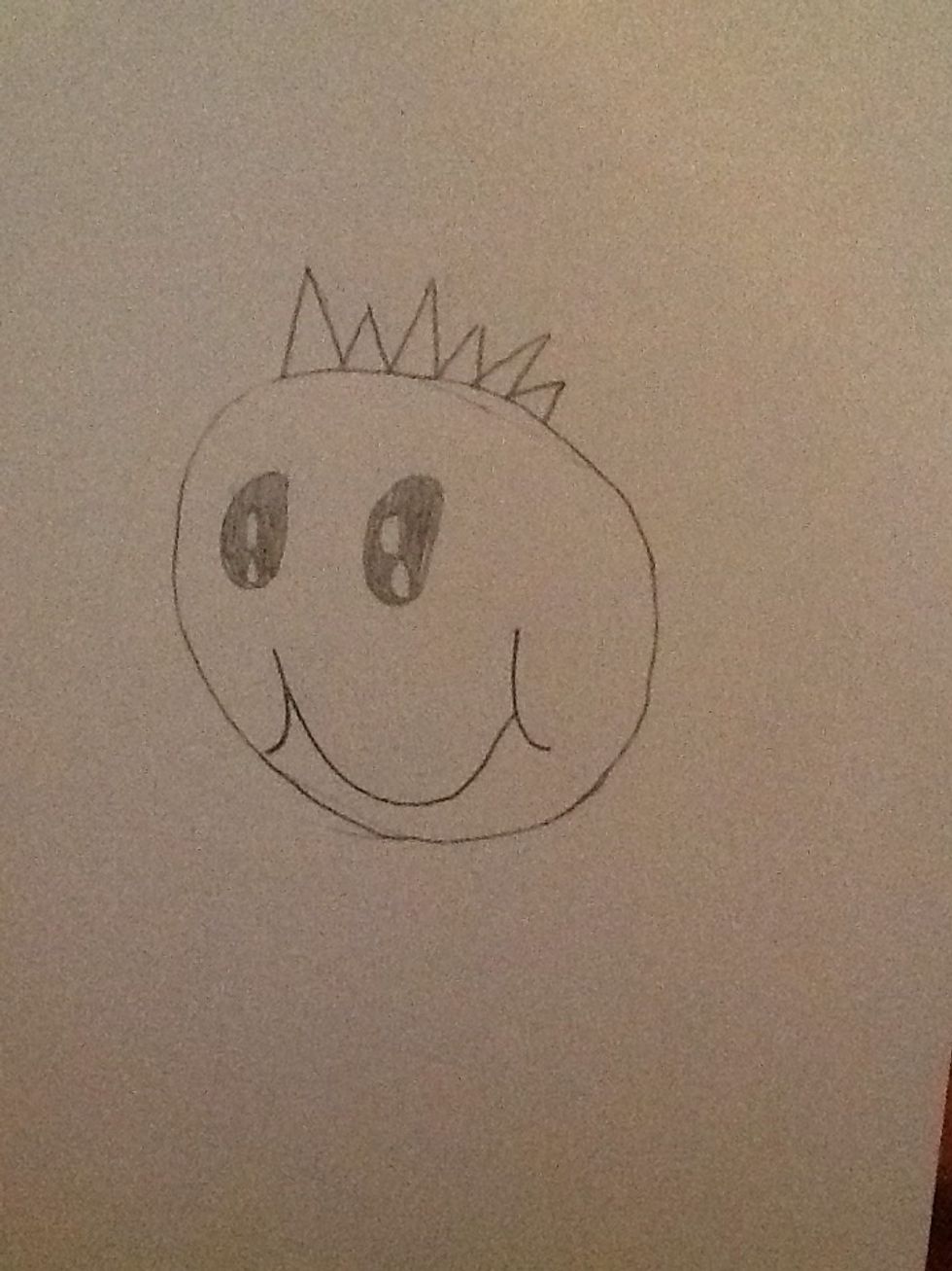 Then you make a letter u then you draw tall and short spikes all around