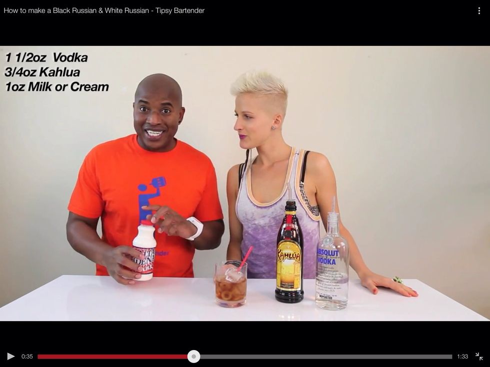 Then you make it a White Russian by adding milk or cream (I prefer cream).
