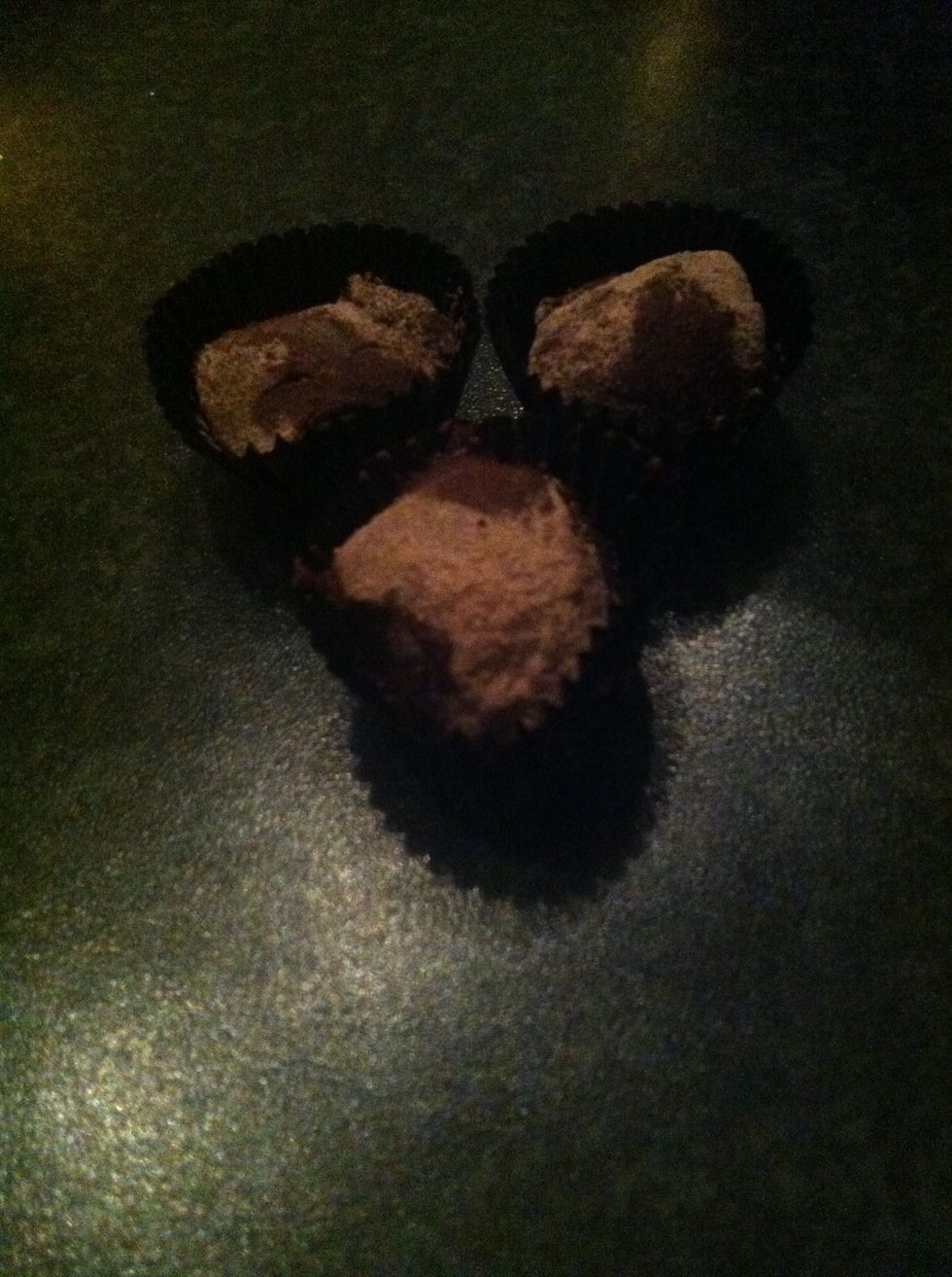 Then you make them round and if you want you can put some coco powder I did