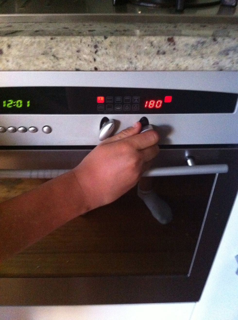 Then you must preheat the oven to 180 Celsius