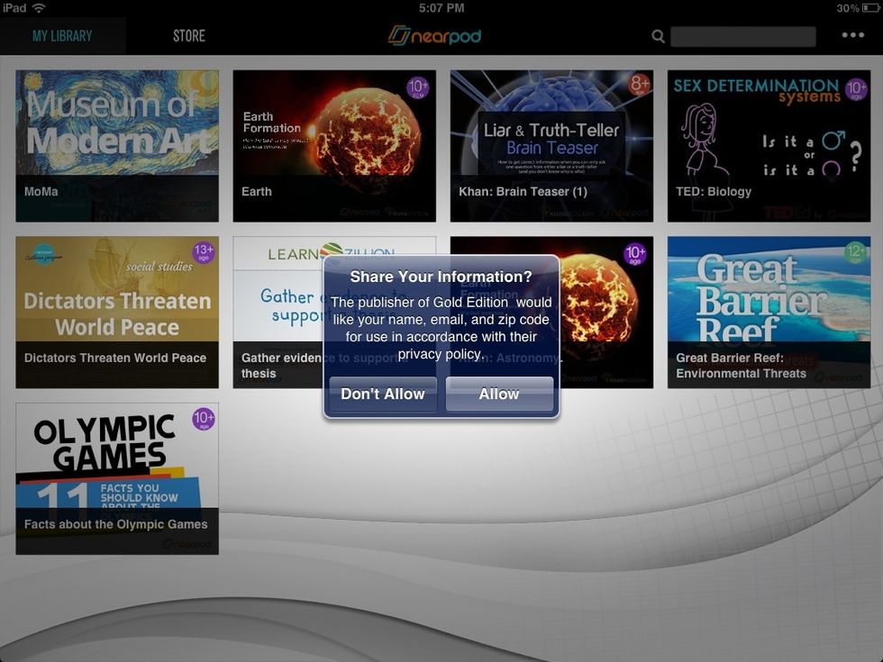 Then, you need to allow Nearpod to access your personal details.