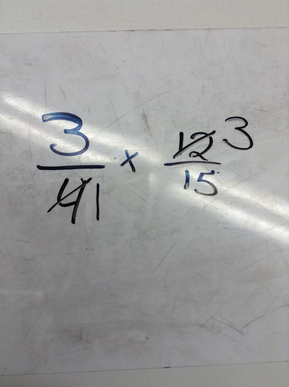 Then you need to see if you can reduce anything! 4 and 12 can both be reduced by 4! We reduced the 12 to a 3 and the 4 to a 1.