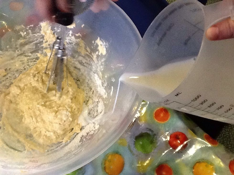 Then you pour the milk in.