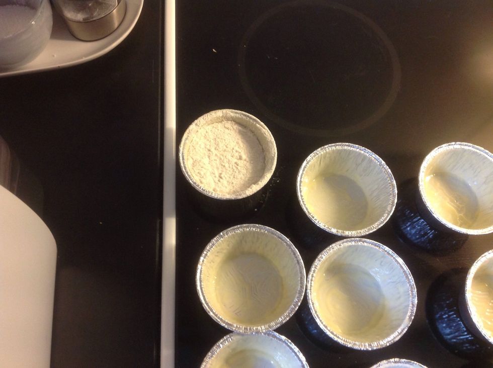 Then you put flour in one of Them and stir it around.
