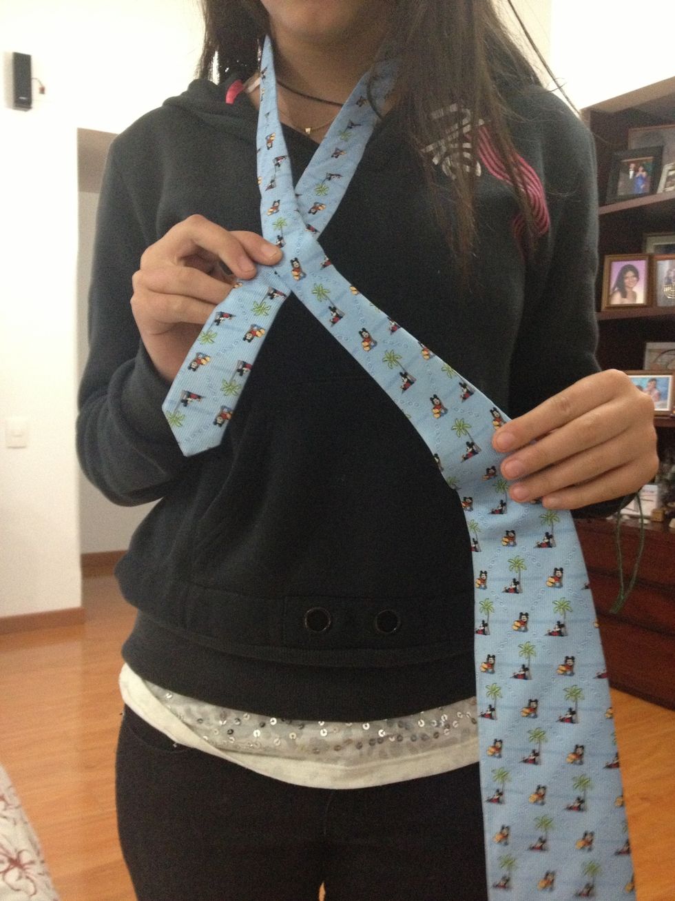 Then you put the larger piece over the smaller one