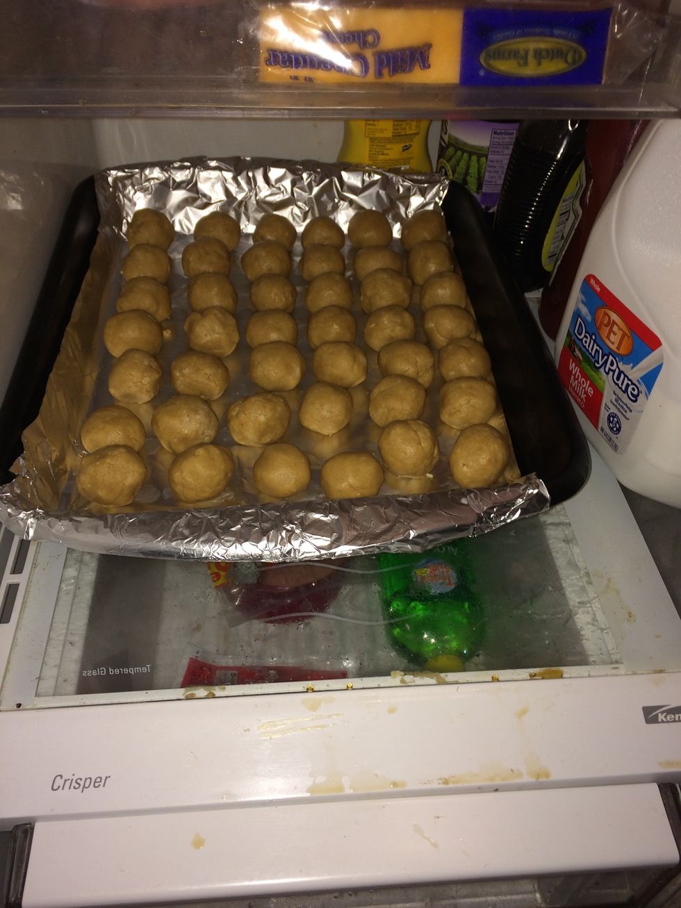 Then you put them in the refrigerator for about 20-30 minutes to get a little harder .