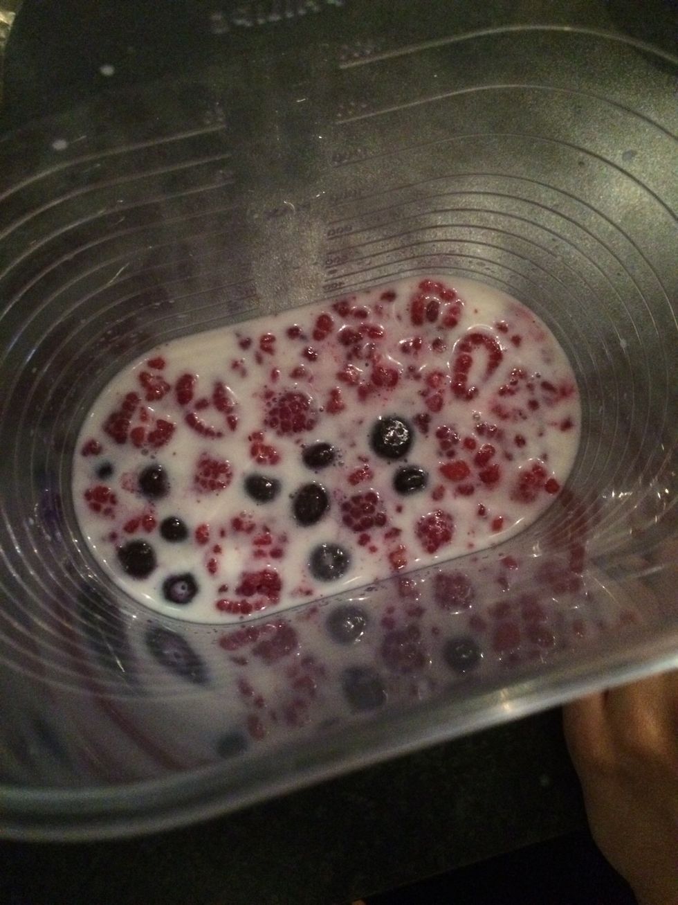 Then you put your blueberries and rasberries