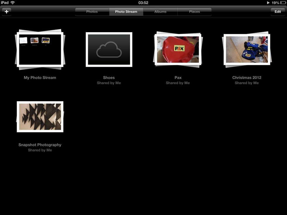 Then you should be taken back to the main photo stream page you should be able to see the album you just created tap it