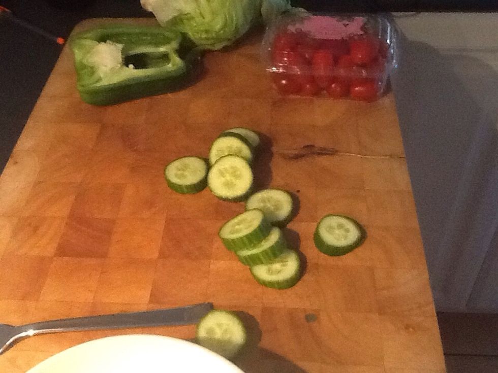 Then you slice the cucumber as shown