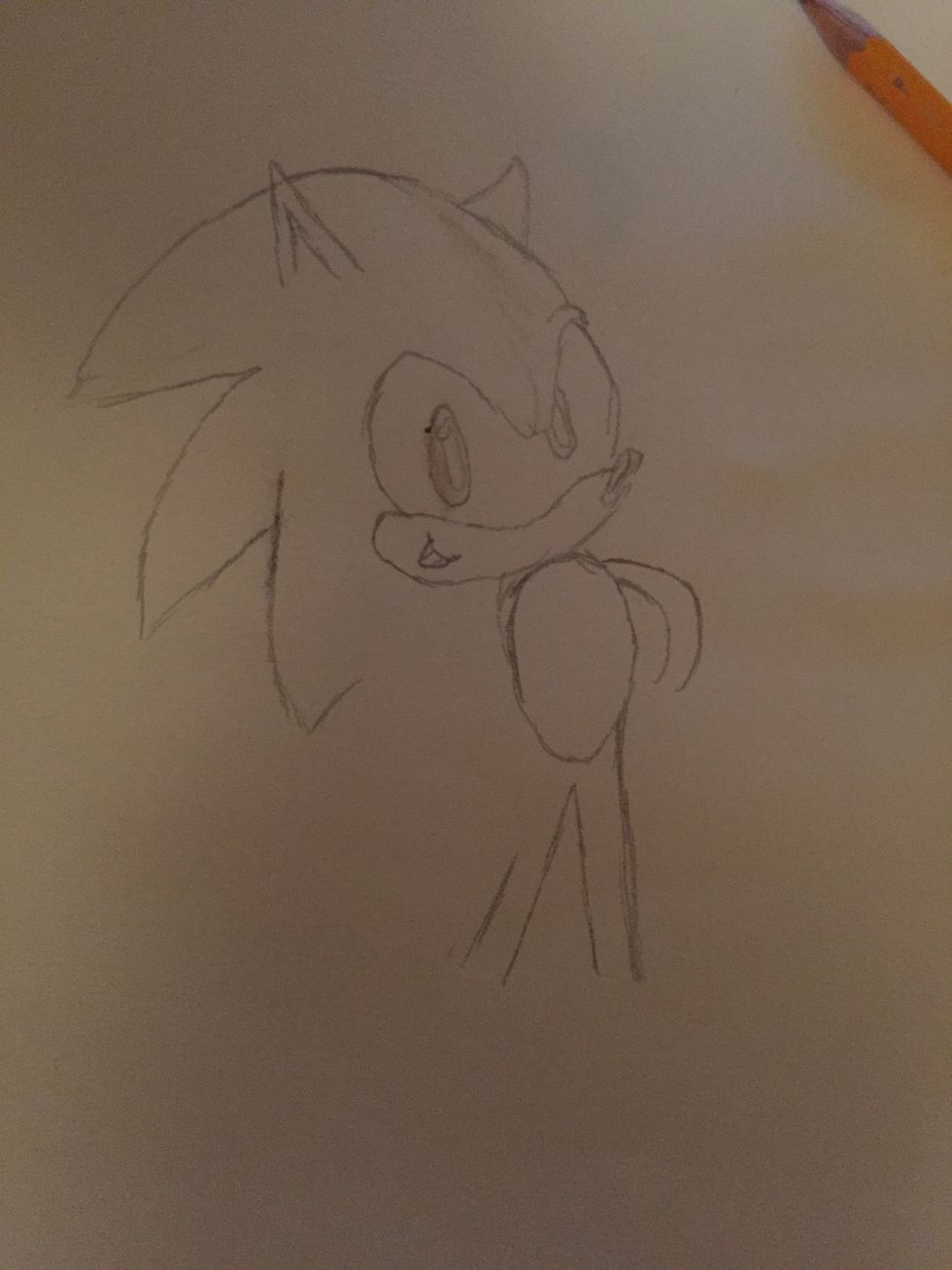 Then you start to draw the body,legs, and one of his arms