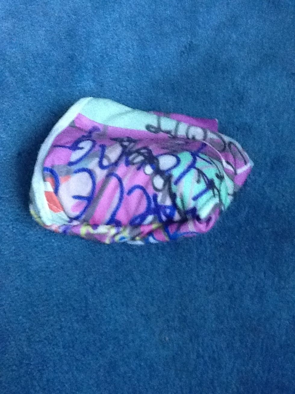 Then you take one strip and roll it over the whole top and it should look like this