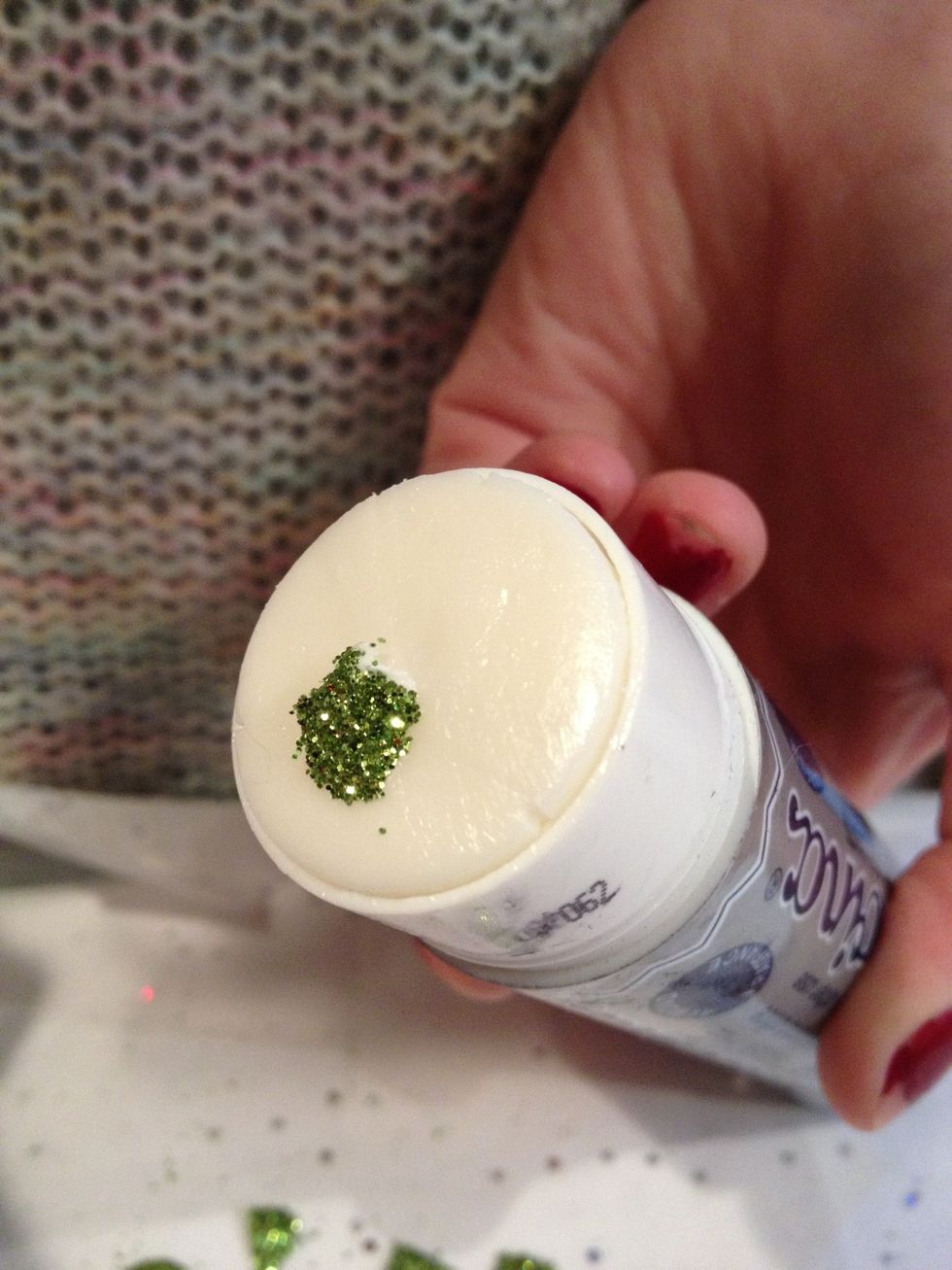 Then you take the glitter piece and glue it