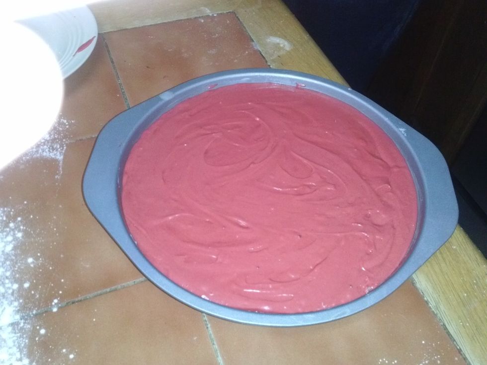 Then you will add the batter in the prepared pan.