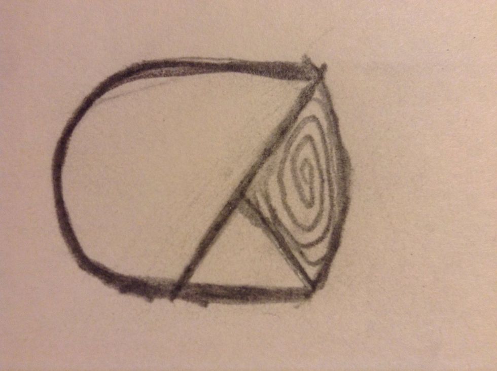 Then you will also need to draw another line but smaller in the top right corner and you will need to draw a circle that goes all around in the top medium part like a swirl