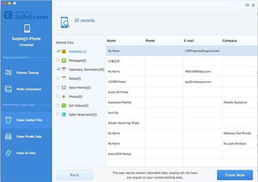 Then you will see an interface asking you to choose the erasing level. And now you will see this interface. Select all crash files and begin the erasing process by clicking on the Erase options.