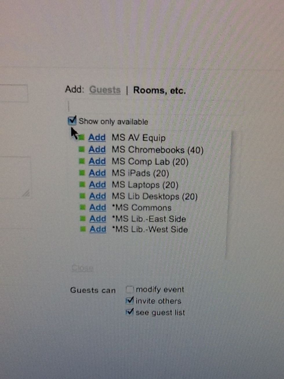 Then you will see many options for technology and areas to reserve. It is IMPORTANT to uncheck "show only available"!