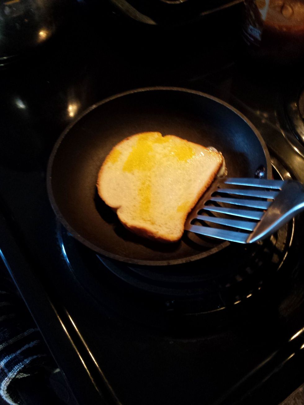 Then you would flip the bread to the other side.