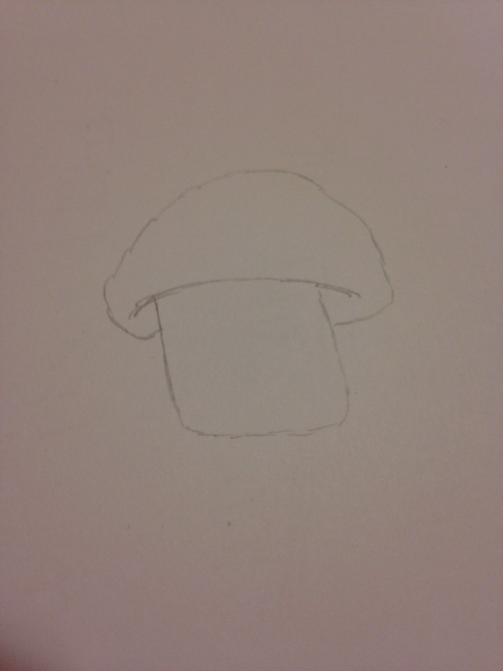 Then your going to add a line towards the top and draw the mushroom head
