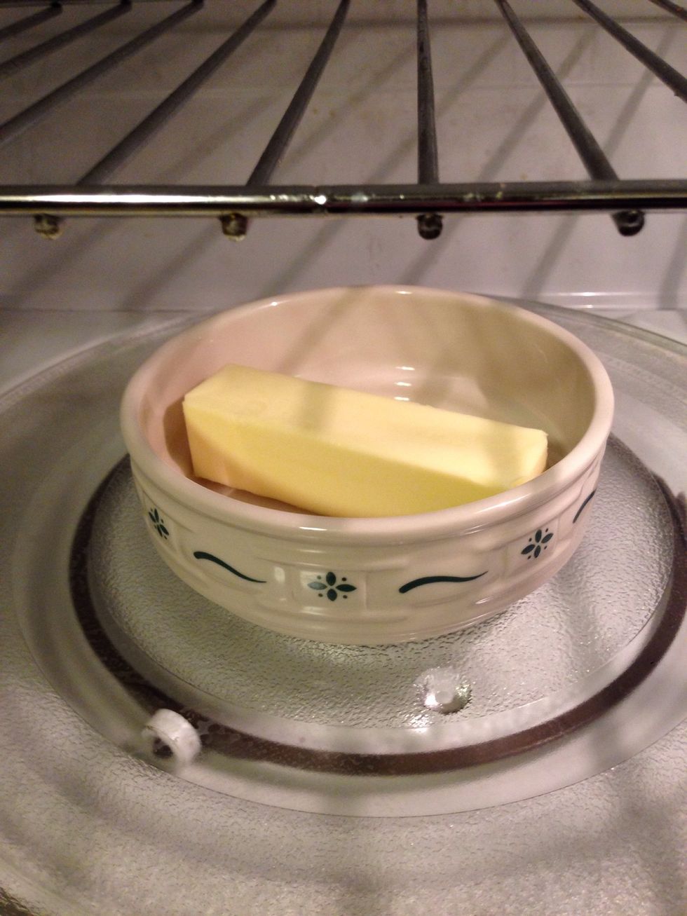 Then your going to start to make the topping. Soften the one stick of butter.