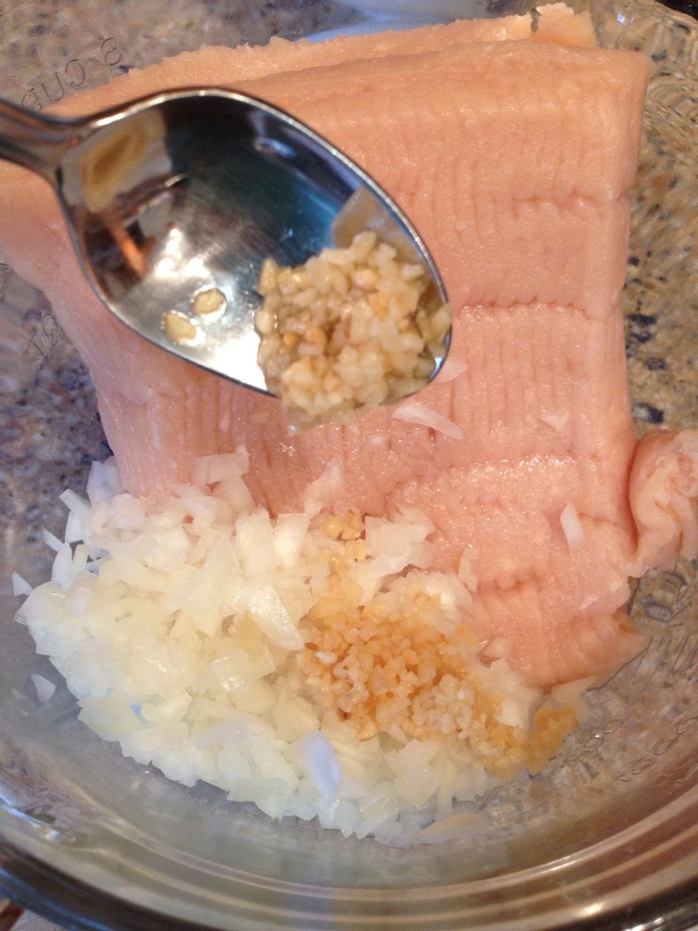 Then your minced garlic...