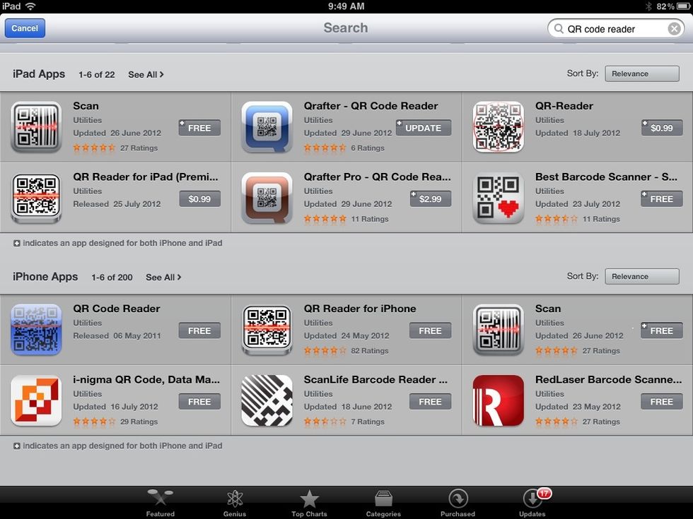 There are many free and paid apps on the app store that all scan QR codes.
