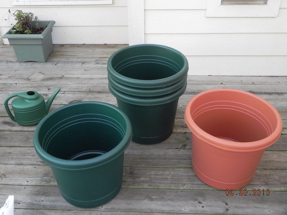 There are many options for gardening containers such as ceramic, wood & plastic. Containers should be big enough to support full grown plants, have drainage holes and be made without toxic chemicals.
