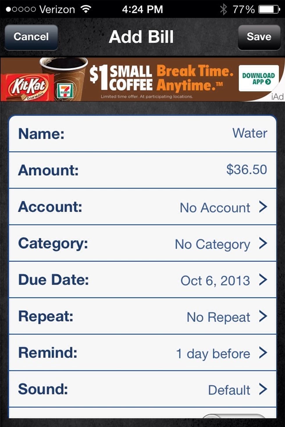 There are several items that need to be filled in to enter and pay a bill using this application.