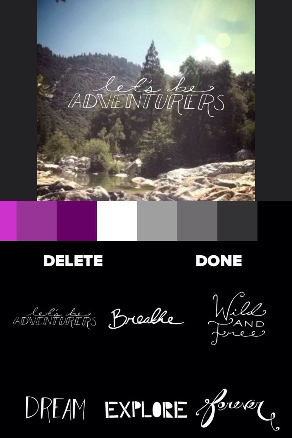 There are several packages, the one in this screenshot is the "fresh exchange package." Click on the artwork you would like to appear on your photo, and then select a color.