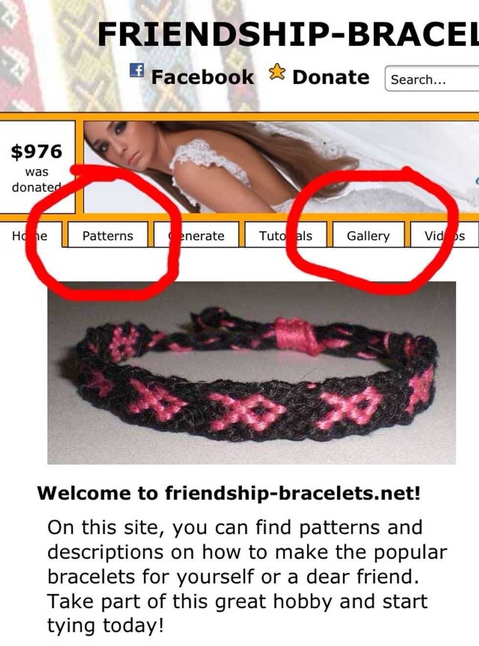 There are two main tabs that we're going to want to use on this site: the patterns tab and the gallery tab.