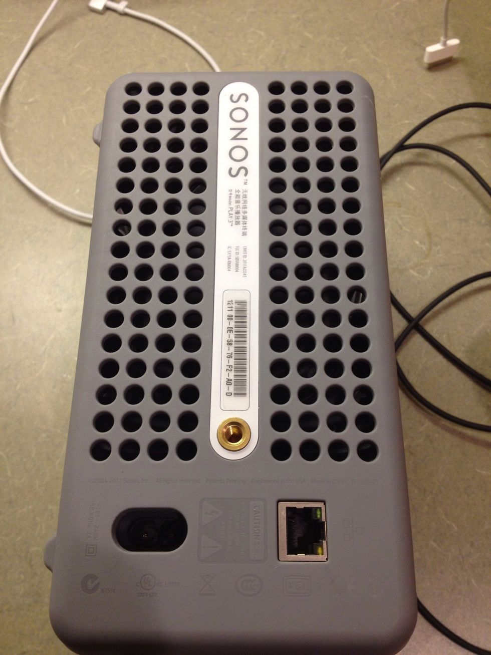 There is a standard 1/4 20 speaker mounting thread on the back of the Sonos Play:3