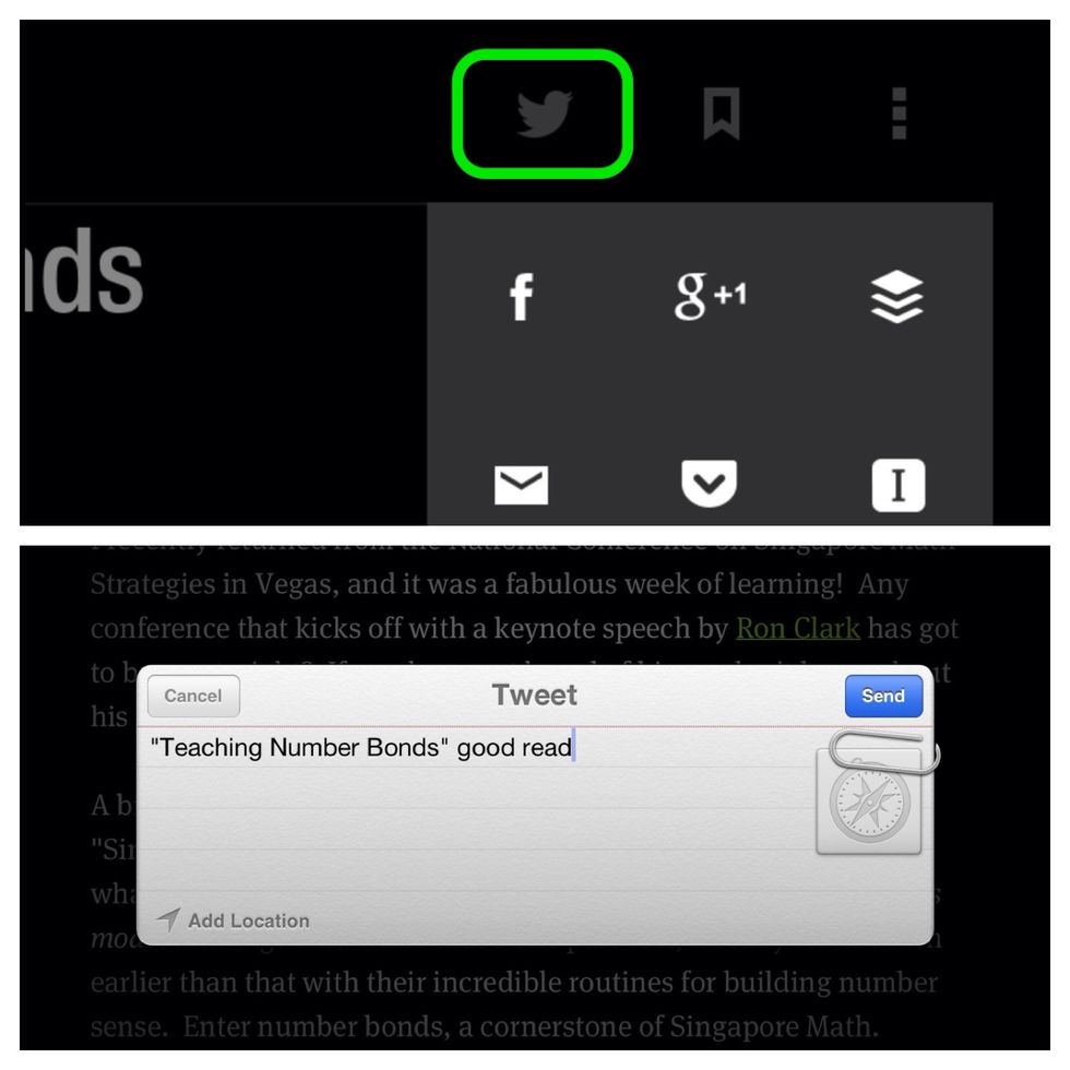 There is also a Tweet button that allows you to Tweet out an article you think is worth sharing. It automatically adds a URL to view the article you recommended.