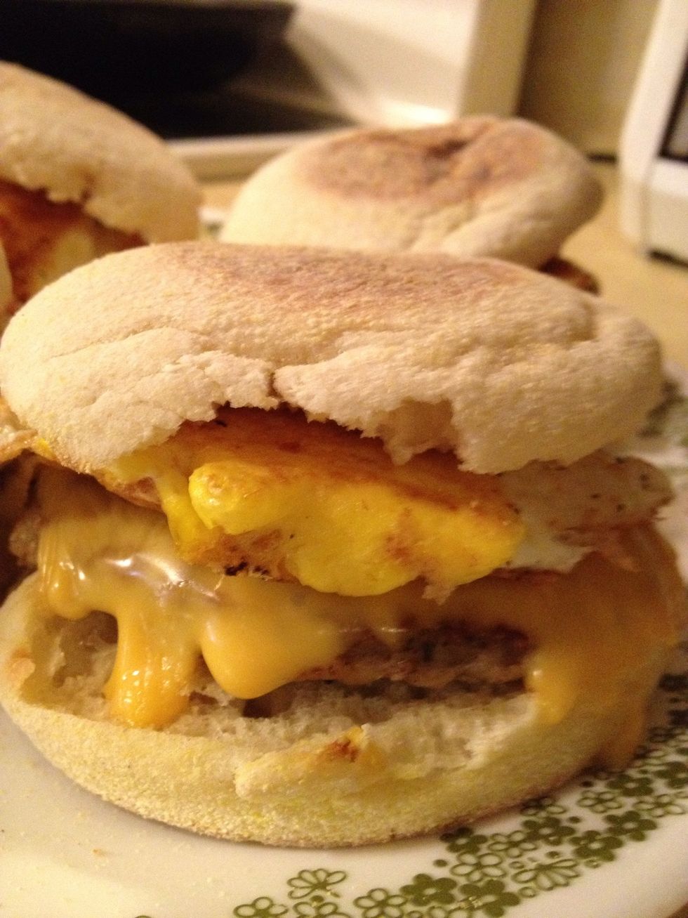There it is! Your very own homemade Sausage, Egg & Cheese McMuffin. Take THAT McDonalds. :)